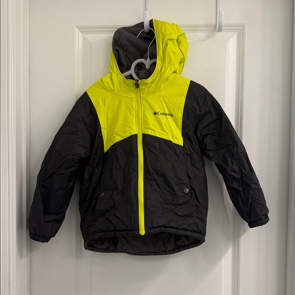 Columbia Neon Yellow and Black Hooded Jacket